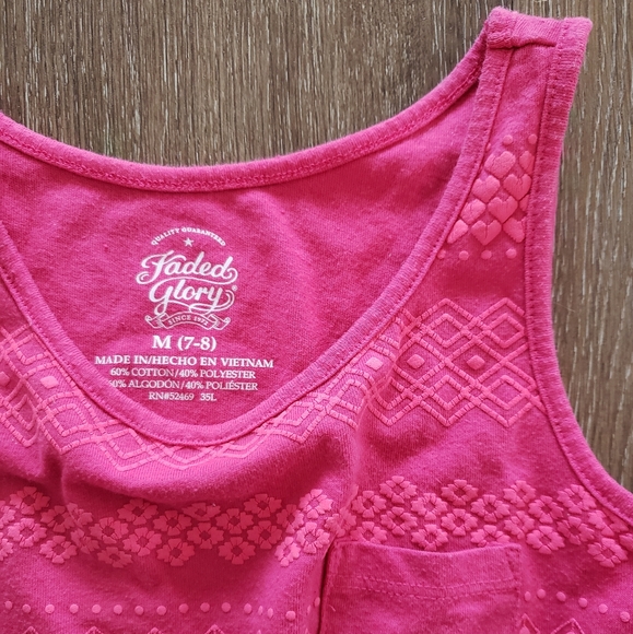 3/$20 Faded Glory bright pink tank top, size 7-8 - Picture 3 of 6